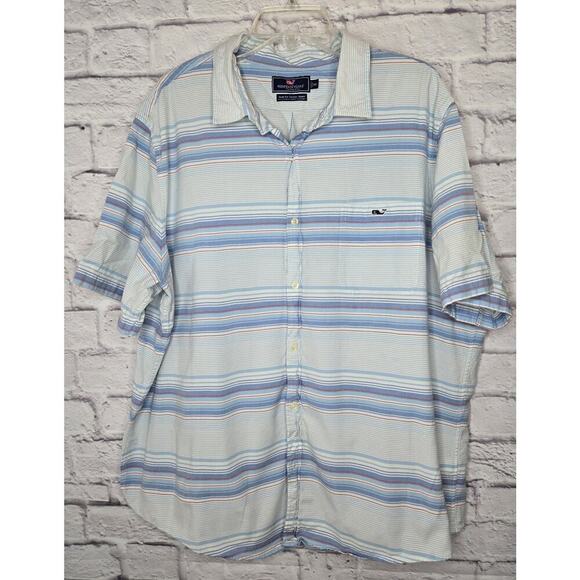 Men's Vineyard Vines slim fit tucker striped cotton button up shirt XXL. - Picture 1 of 6